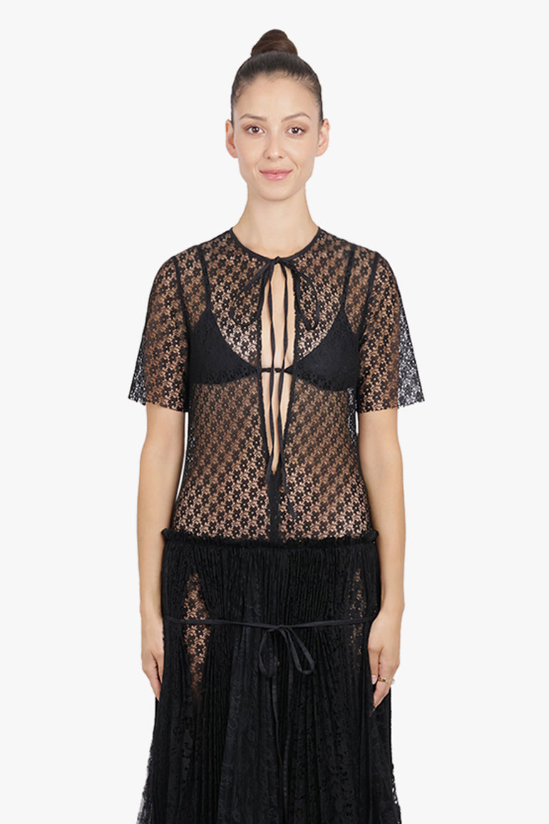 Mixed Lace Midi Dress With Asymmetric Pleated Skirt | Black Parlour X Mixed Lace Midi Dress With Asymmetric Pleated Skirt | Black Parlour X