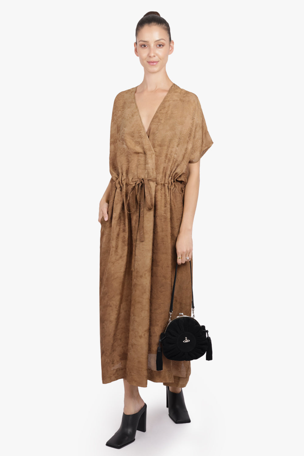 UMA WANG RTW Acre Relaxed Tie Waist Midi Dress | Mustard