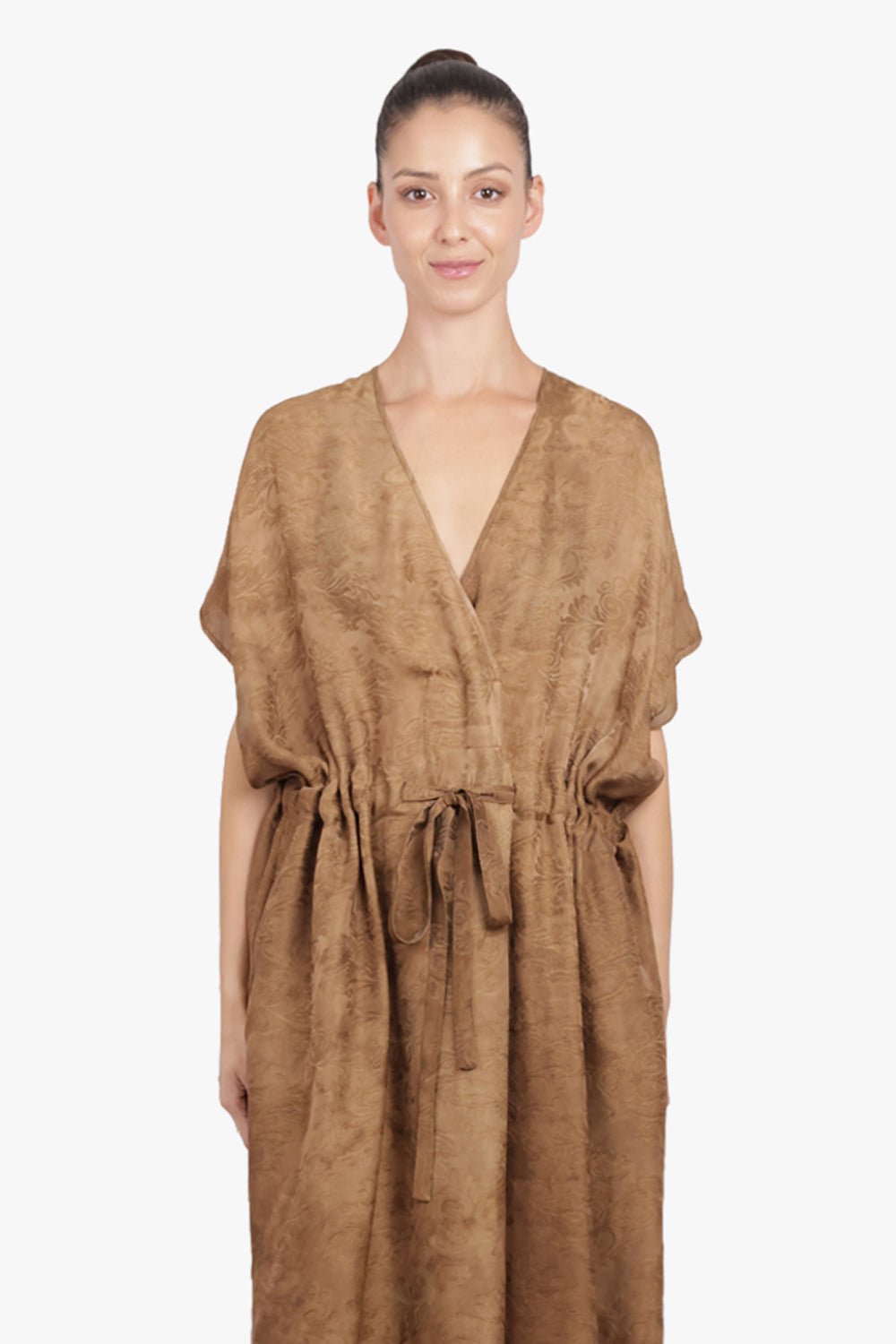 UMA WANG RTW Acre Relaxed Tie Waist Midi Dress | Mustard