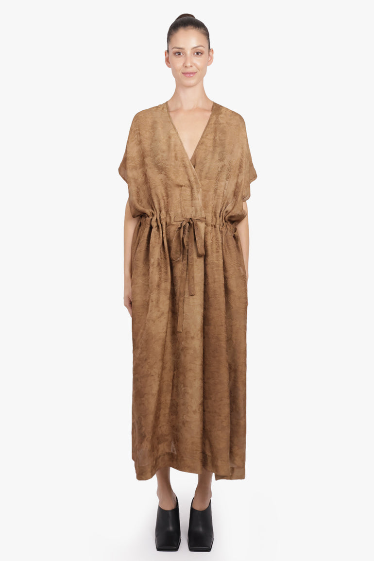 UMA WANG RTW Acre Relaxed Tie Waist Midi Dress | Mustard