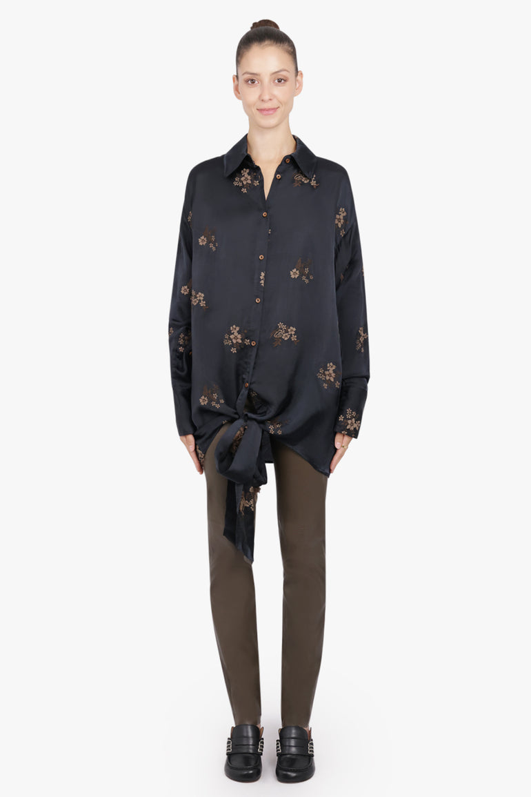 UMA WANG RTW Long Leather Leggings | Dark Olive