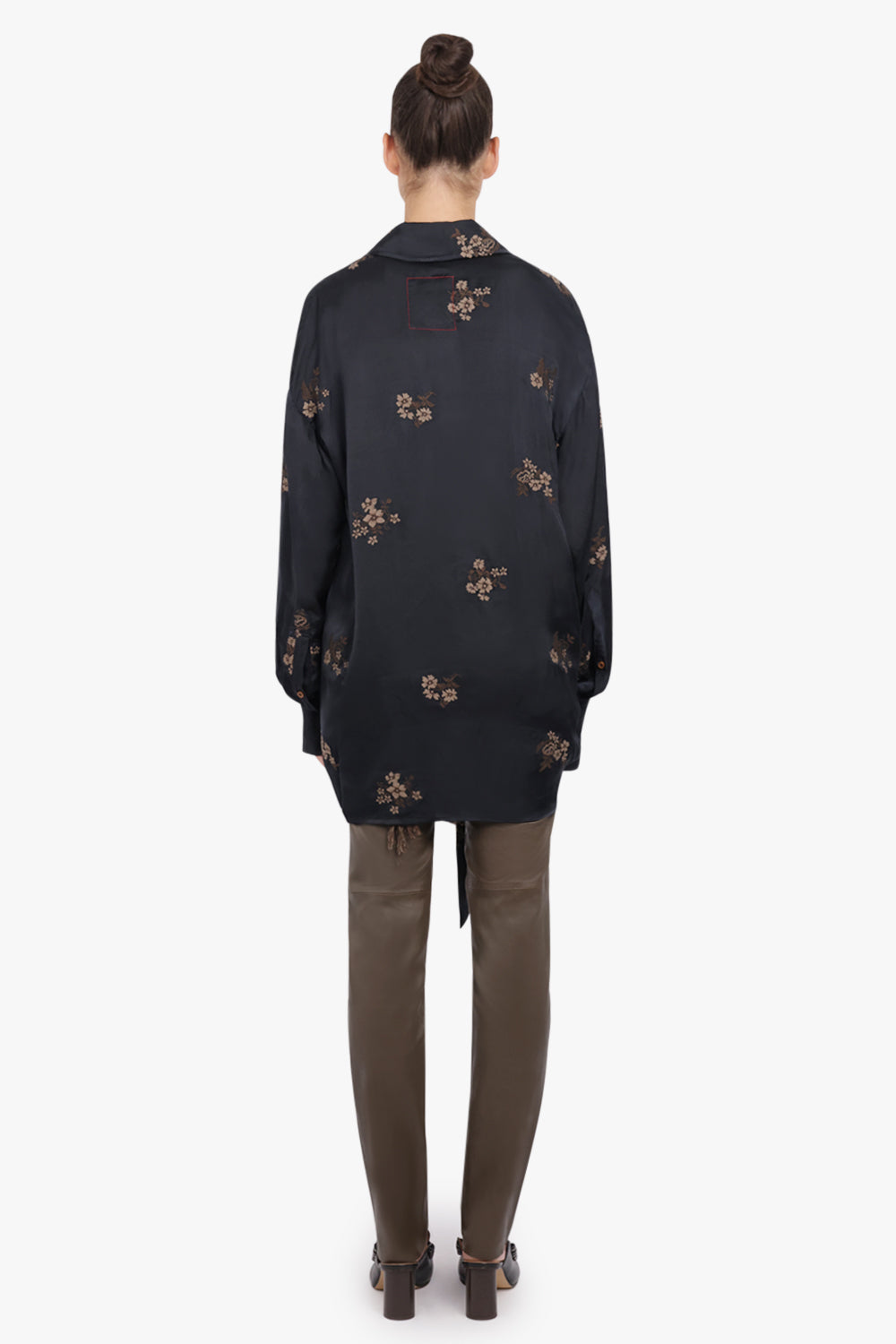 UMA WANG RTW Long Leather Leggings | Dark Olive