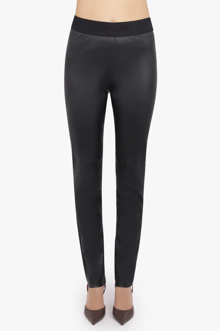 UMA WANG RTW Long Leather Leggings | Black