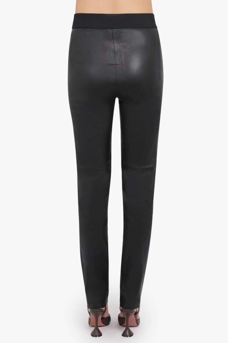 UMA WANG RTW Long Leather Leggings | Black