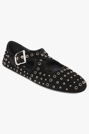 ALAIA SHOES Criss Cross Suede Ballet Flats | Black