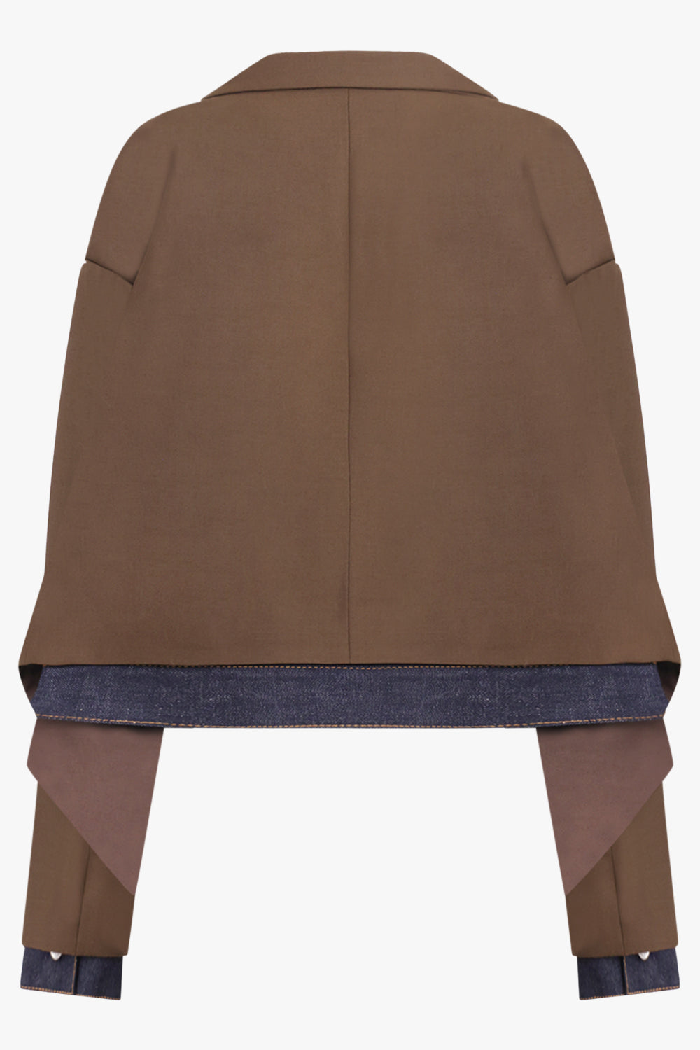 SACAI RTW Suiting X Denim Oversize Double Breast Jacket | Brown/Indigo