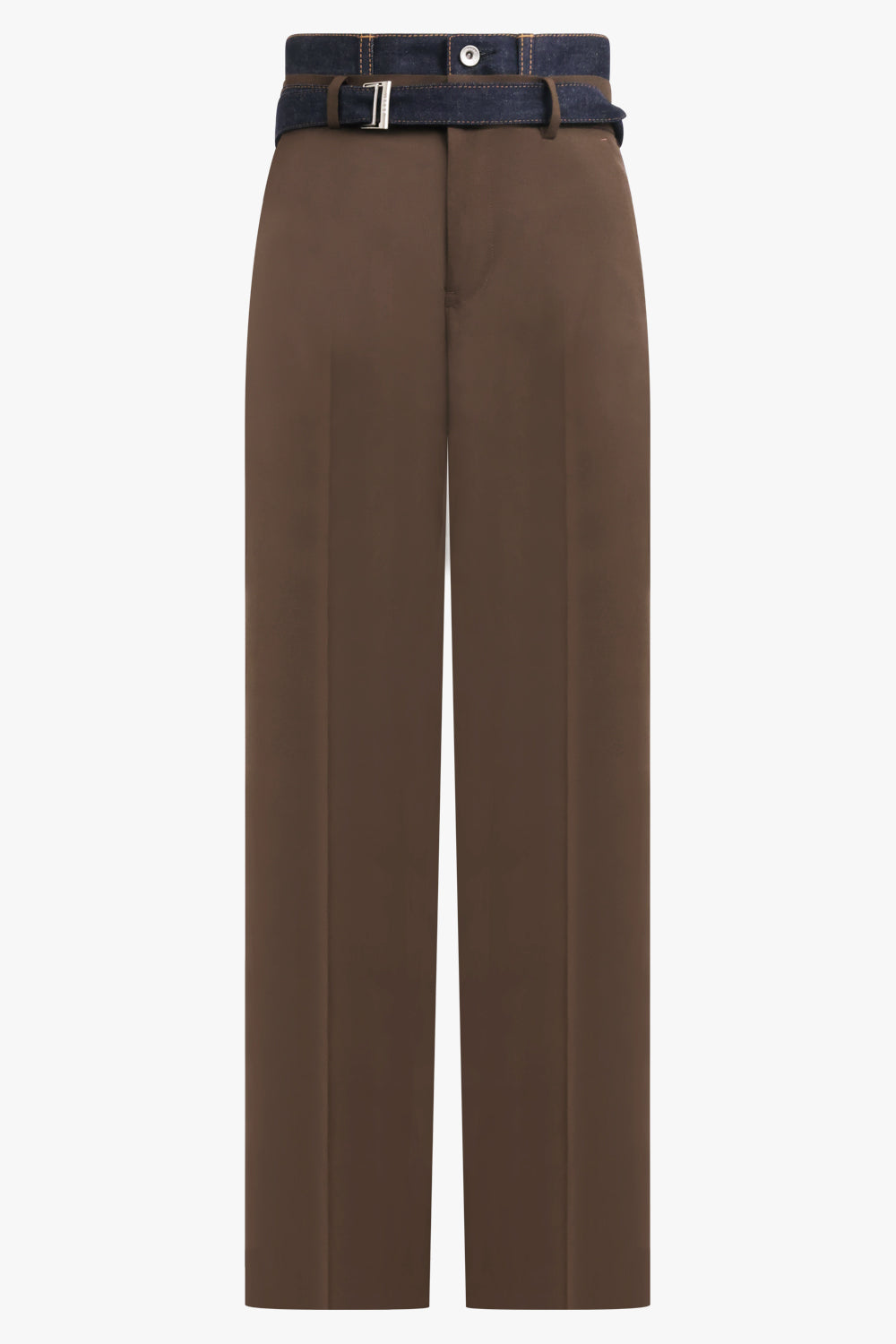 SACAI RTW Suiting X Denim Wide Leg Pant | Brown/Indigo