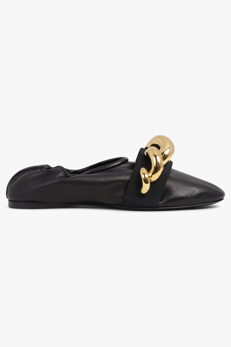ALAIA SHOES Embellished Jewel Strap Ballet Flat | Black/Gold