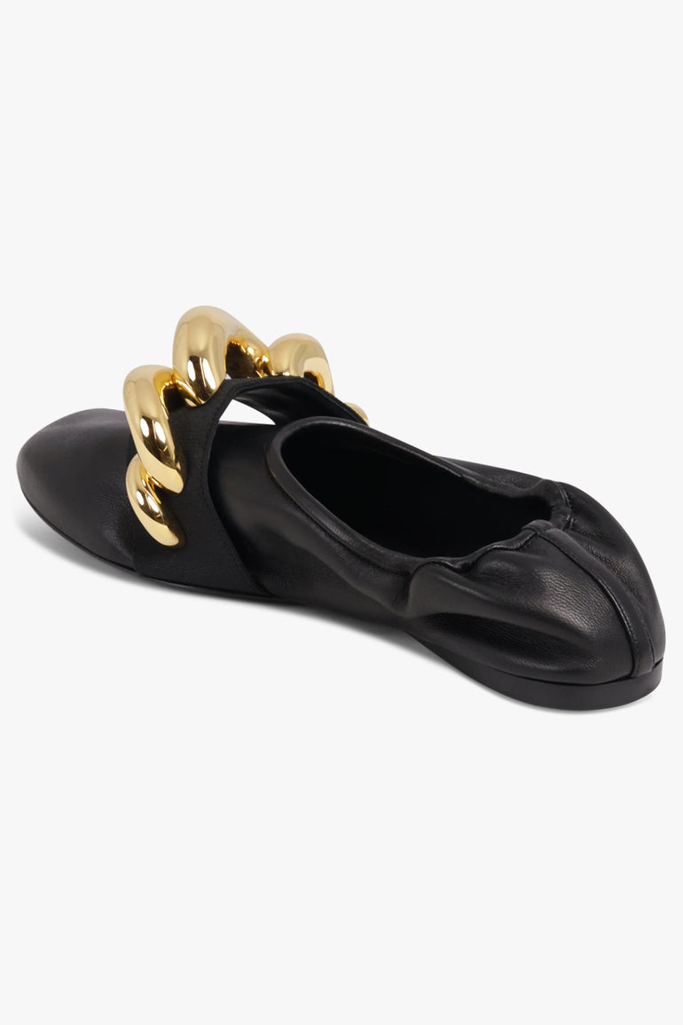 ALAIA SHOES Embellished Jewel Strap Ballet Flat | Black/Gold