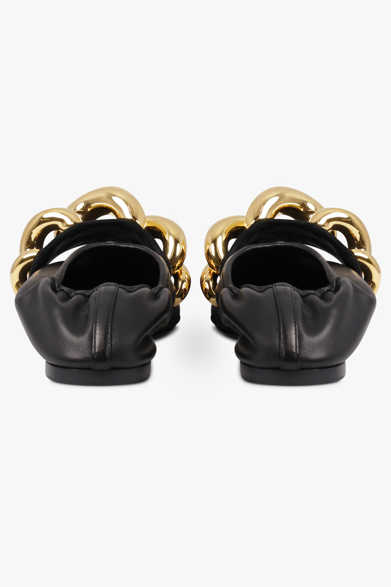 ALAIA SHOES Embellished Jewel Strap Ballet Flat | Black/Gold