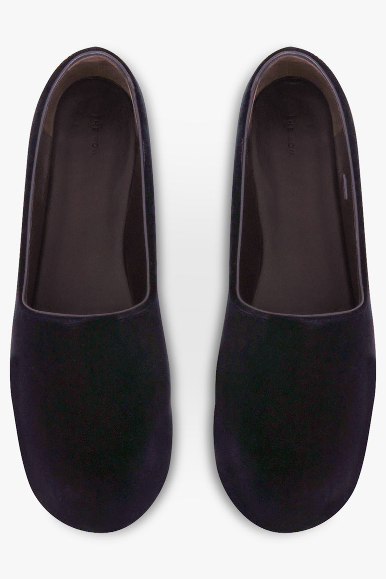 THE ROW SHOES Ponti Velvet Closed Toe Slipper | Midnight