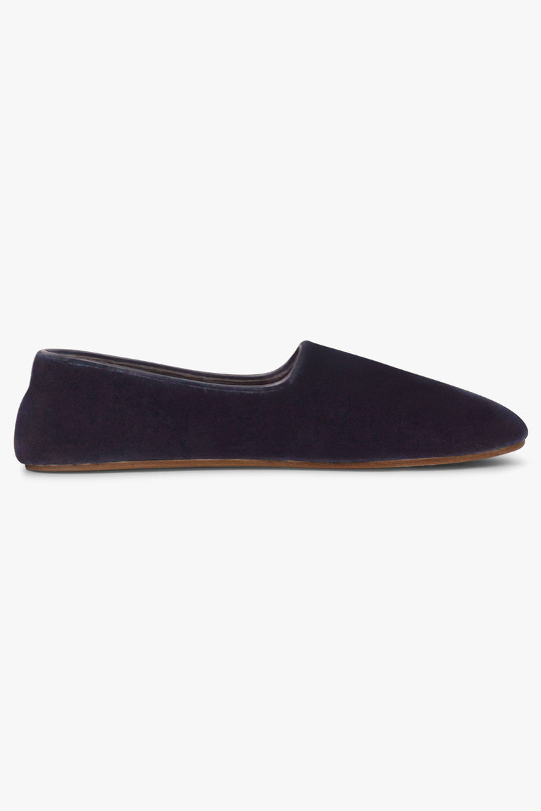 THE ROW SHOES Ponti Velvet Closed Toe Slipper | Midnight