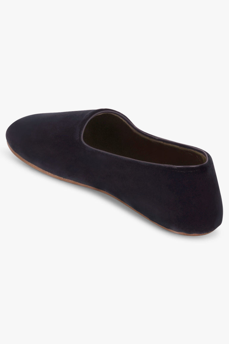 THE ROW SHOES Ponti Velvet Closed Toe Slipper | Midnight