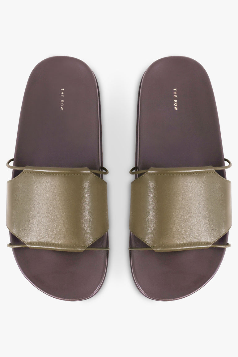 THE ROW SHOES Vivienne Flat Slide | Dark Basil