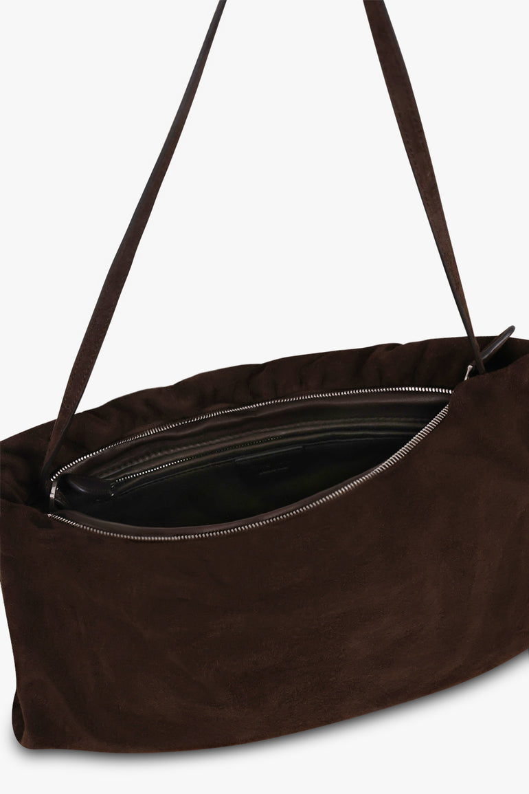 THE ROW BAGS BROWN / Mocha XL Bourse Suede Shoulder Bag | Mocha