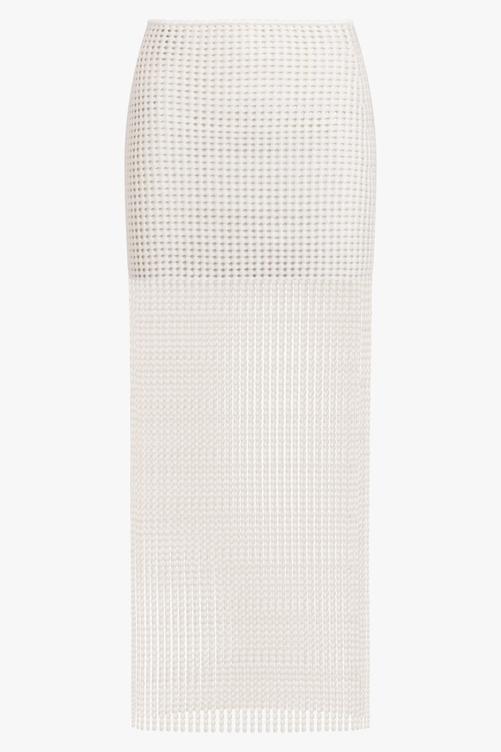 ALAIA RTW Bead Knit Column Skirt | Natural White