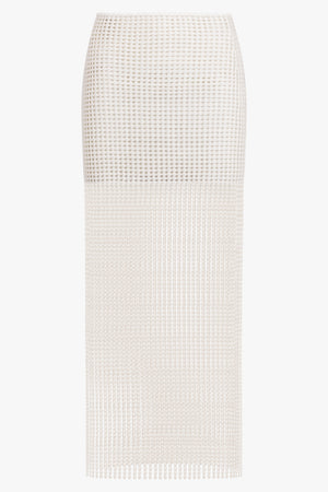 ALAIA RTW Bead Knit Column Skirt | Natural White