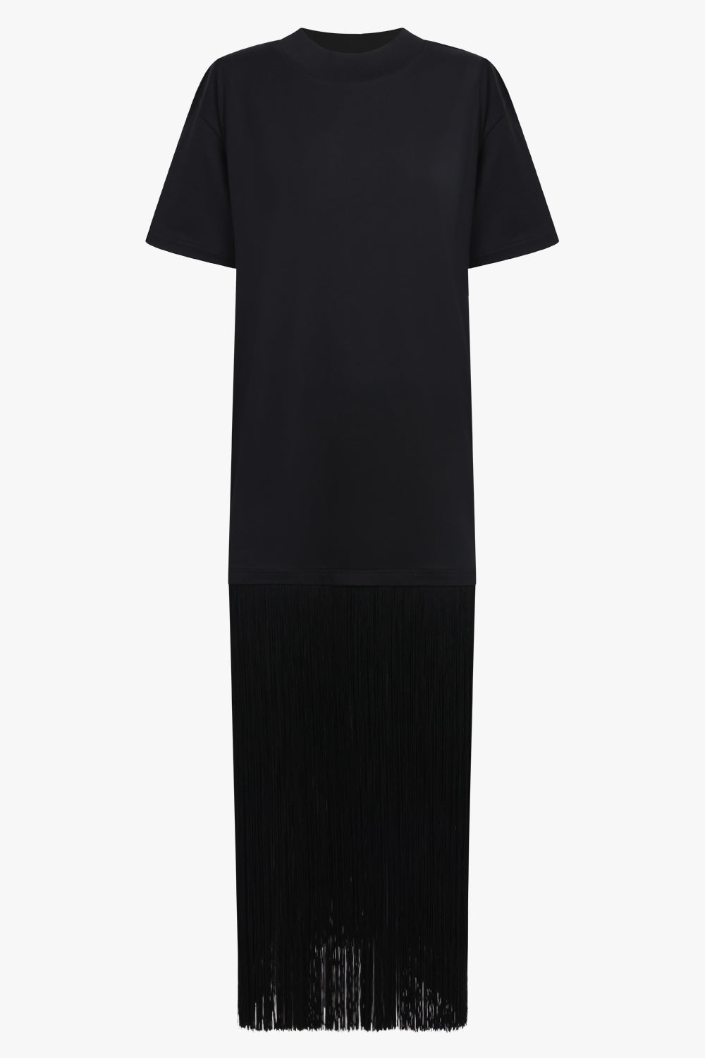 ALAIA RTW Fringe Detail T-Shirt Dress | Black