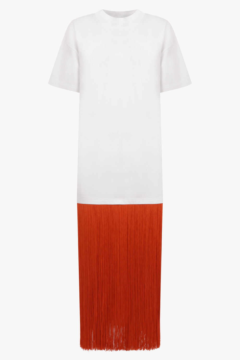 ALAIA RTW Fringe Detail T-Shirt Dress | White