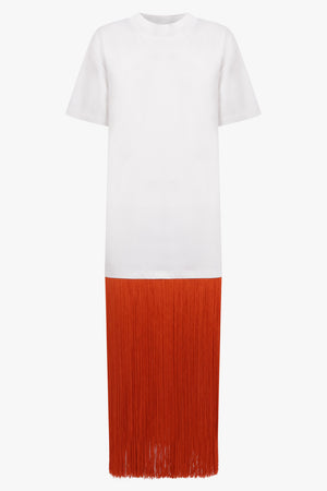ALAIA RTW Fringe Detail T-Shirt Dress | White