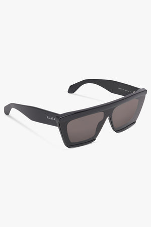 ALAIA SUNGLASSES BLACK / Black AA104S Tapered Rectangular Mask 69 Acetate Sunglasses | Black