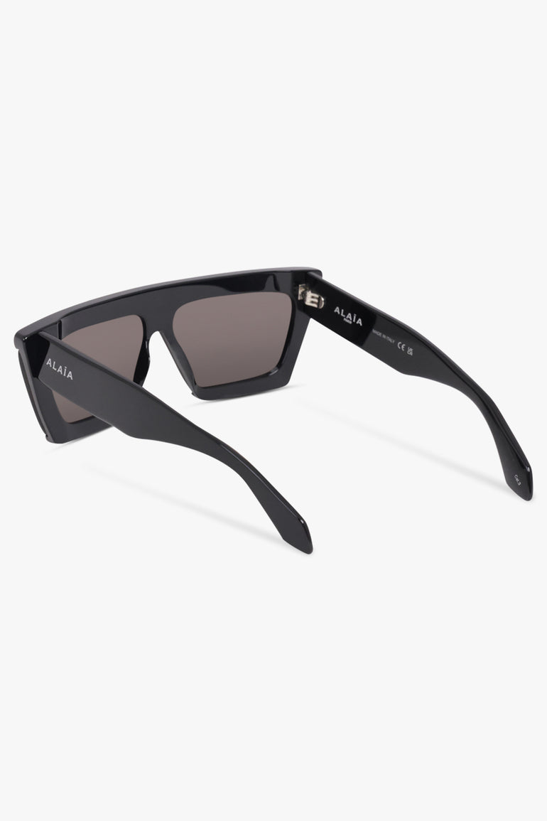 ALAIA SUNGLASSES BLACK / Black AA104S Tapered Rectangular Mask 69 Acetate Sunglasses | Black