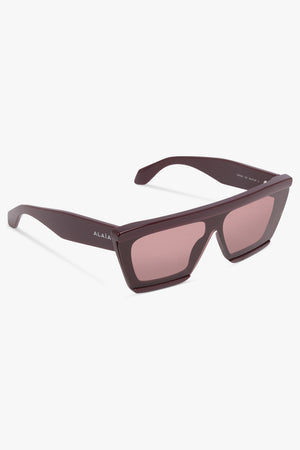 ALAIA SUNGLASSES RED / Red AA104S Tapered Rectangular Mask 69 Acetate Sunglasses | Red