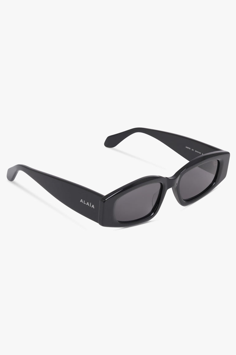 ALAIA SUNGLASSES BLACK / Black AA0079S Elongated Oval Sunglasses | Black