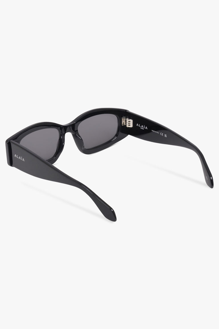 ALAIA SUNGLASSES BLACK / Black AA0079S Elongated Oval Sunglasses | Black