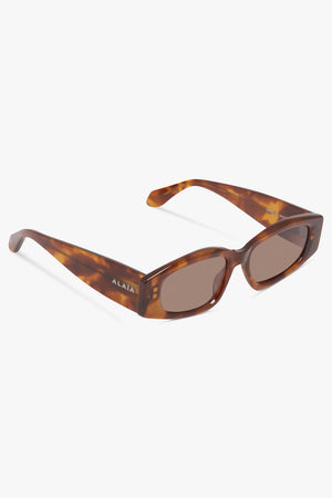 ALAIA SUNGLASSES BROWN / Havana/Brown AA0079S Elongated Oval Sunglasses | Havana/Brown