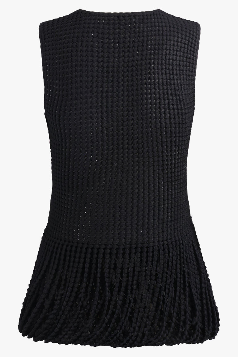 ALAIA RTW Bead Knit Peplum Top | Alaia Black