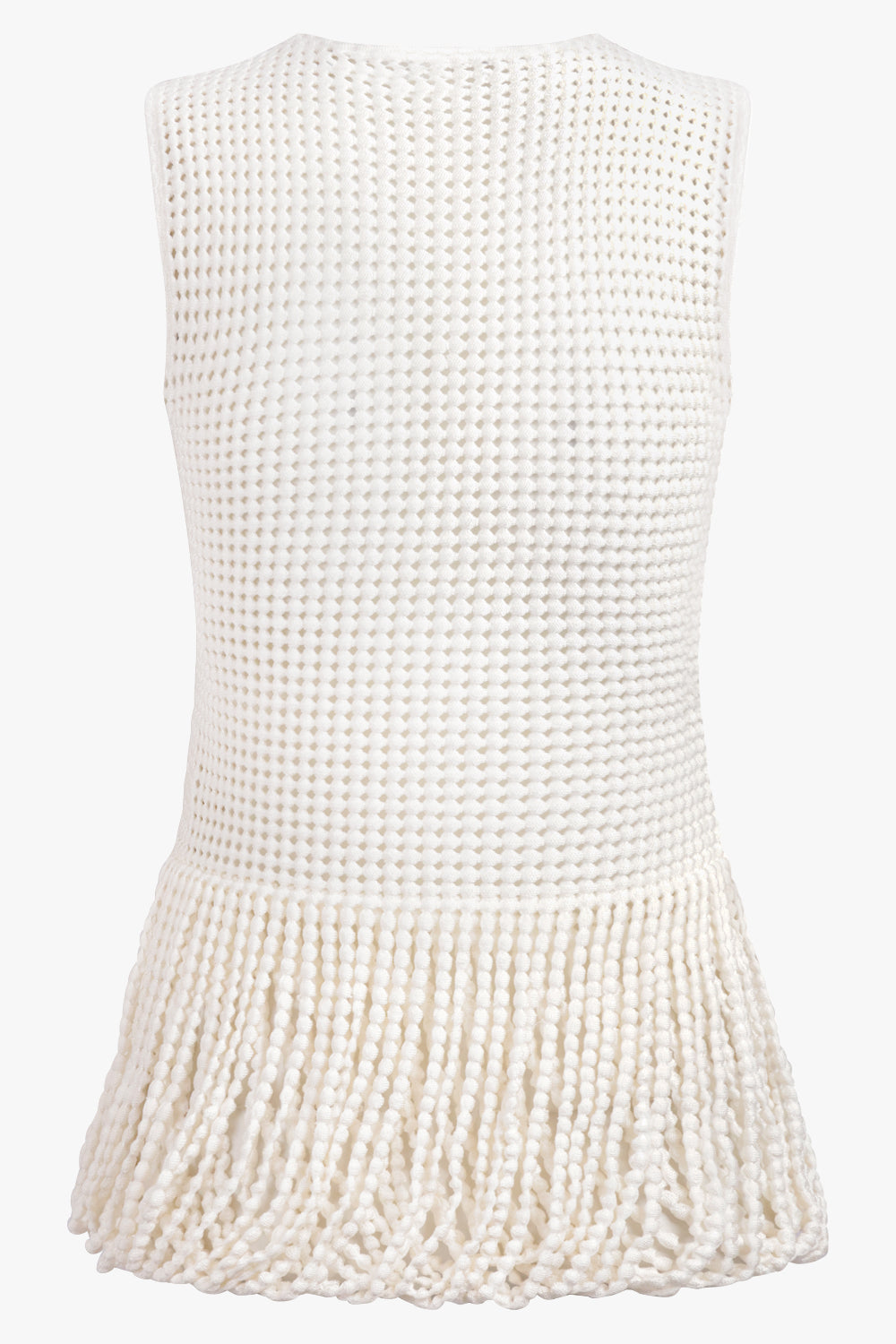 ALAIA RTW Bead Knit Peplum Top | Natural White