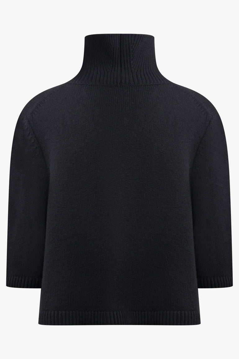 ALAIA RTW High-Neck S/S Cropped Knit | Black