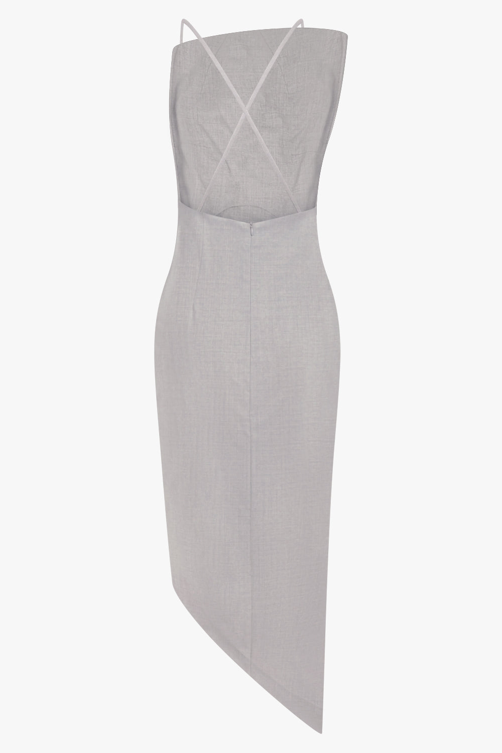 AWAKE MODE RYW Bib-Front Structured Dress with Open Back | Light Grey Melange