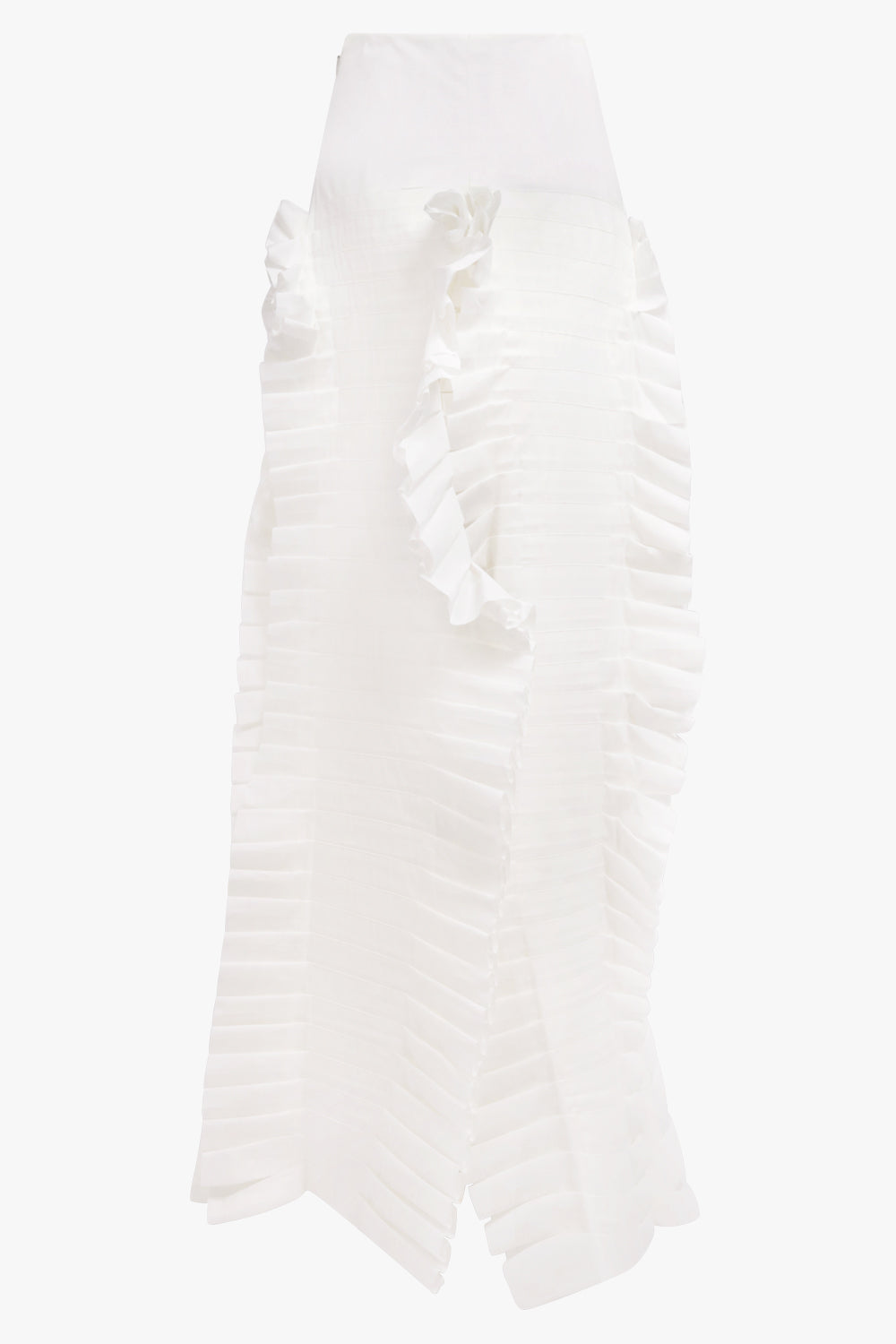AWAKE MODE RYW Laminary Ruffle Panel Slit Skirt | Off White