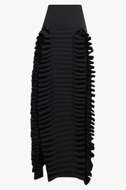 AWAKE MODE RYW Laminary Ruffle Panel Slit Skirt | Black