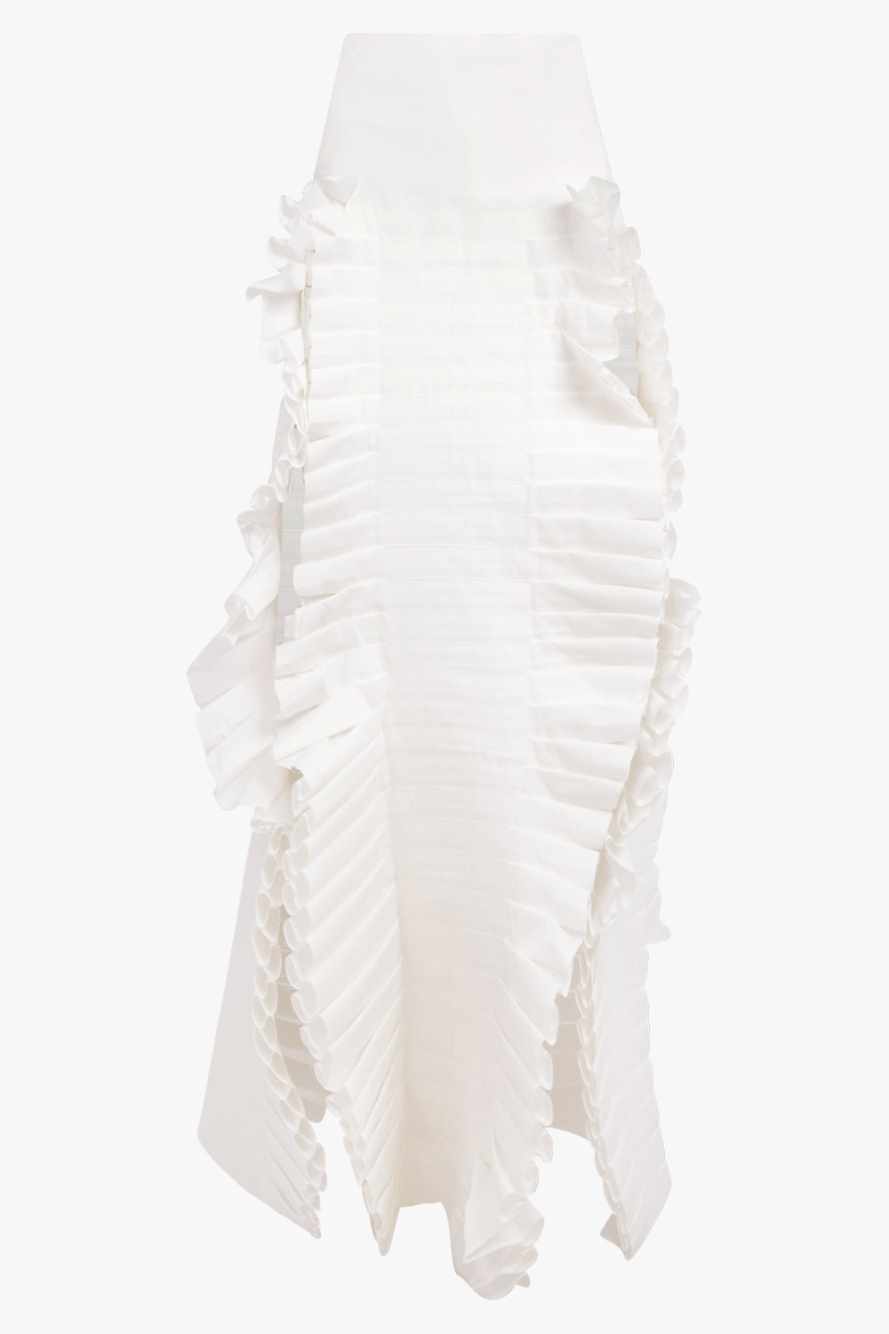 AWAKE MODE RYW Laminary Ruffle Panel Slit Skirt | Off White