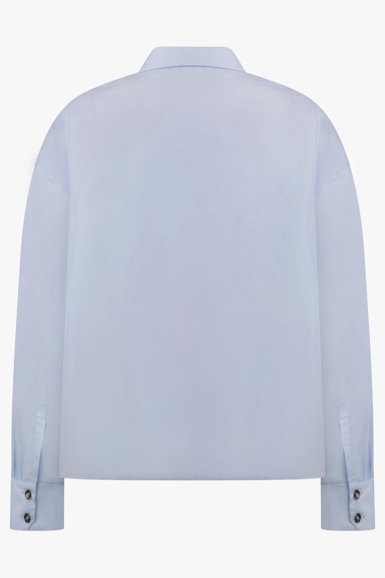 AWAKE MODE RYW Bib-Front Pleat Detail Shirt | Pale Blue
