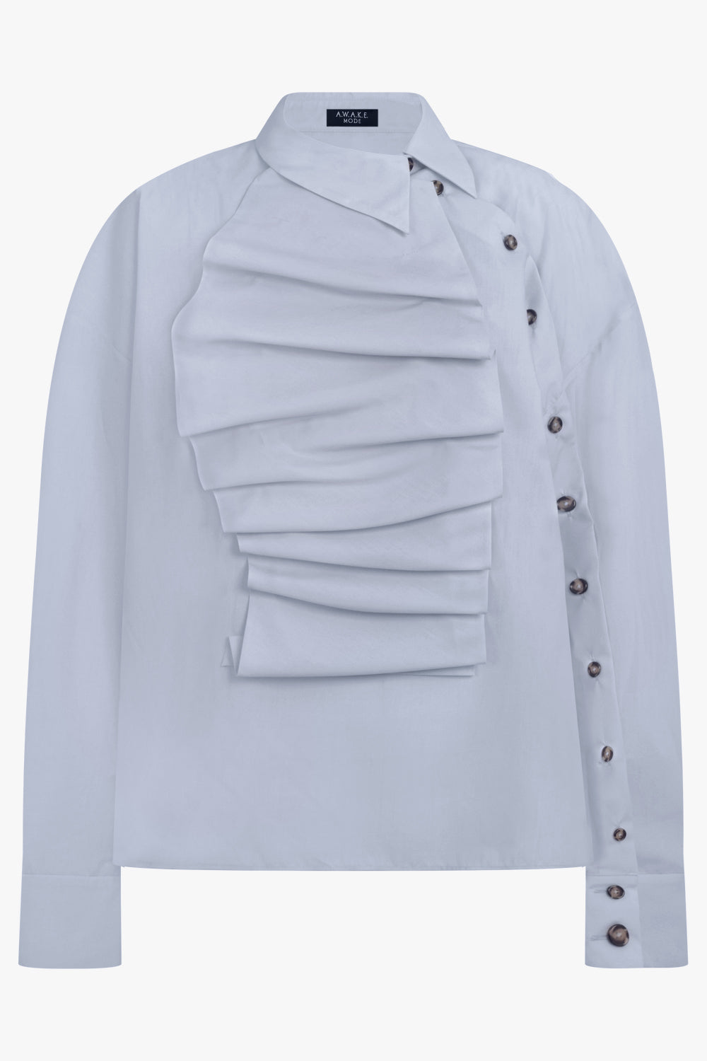 AWAKE MODE RYW Bib-Front Pleat Detail Shirt | Pale Blue