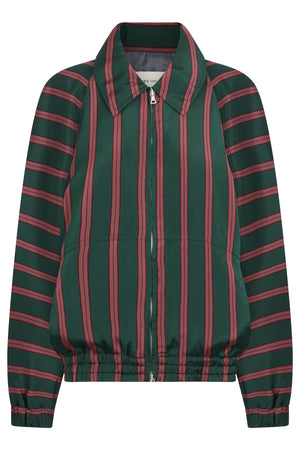 DRIES VAN NOTEN RTW Vinnia Stripe Jacket | Bottle Green/Burgundy