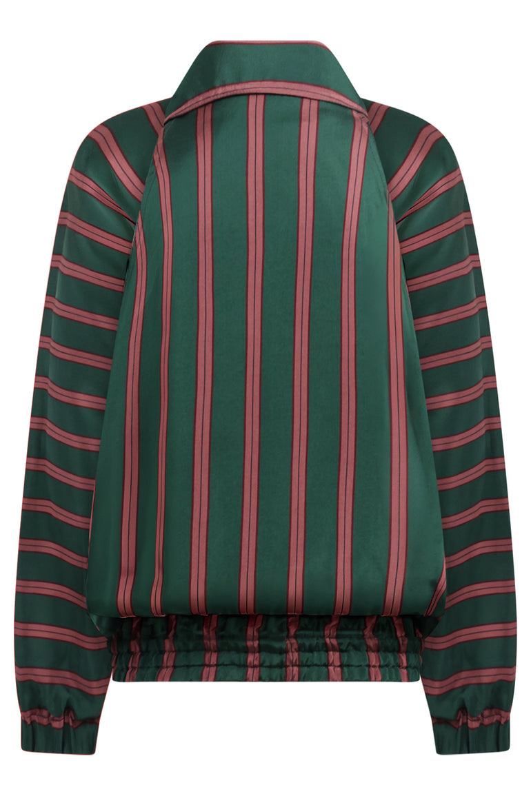DRIES VAN NOTEN RTW Vinnia Stripe Jacket | Bottle Green/Burgundy