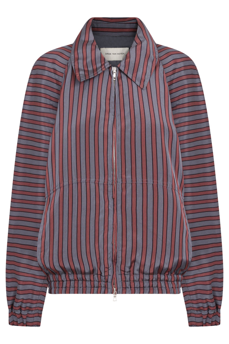 DRIES VAN NOTEN RTW Vinnia Stripe Jacket | Burgundy/Grey