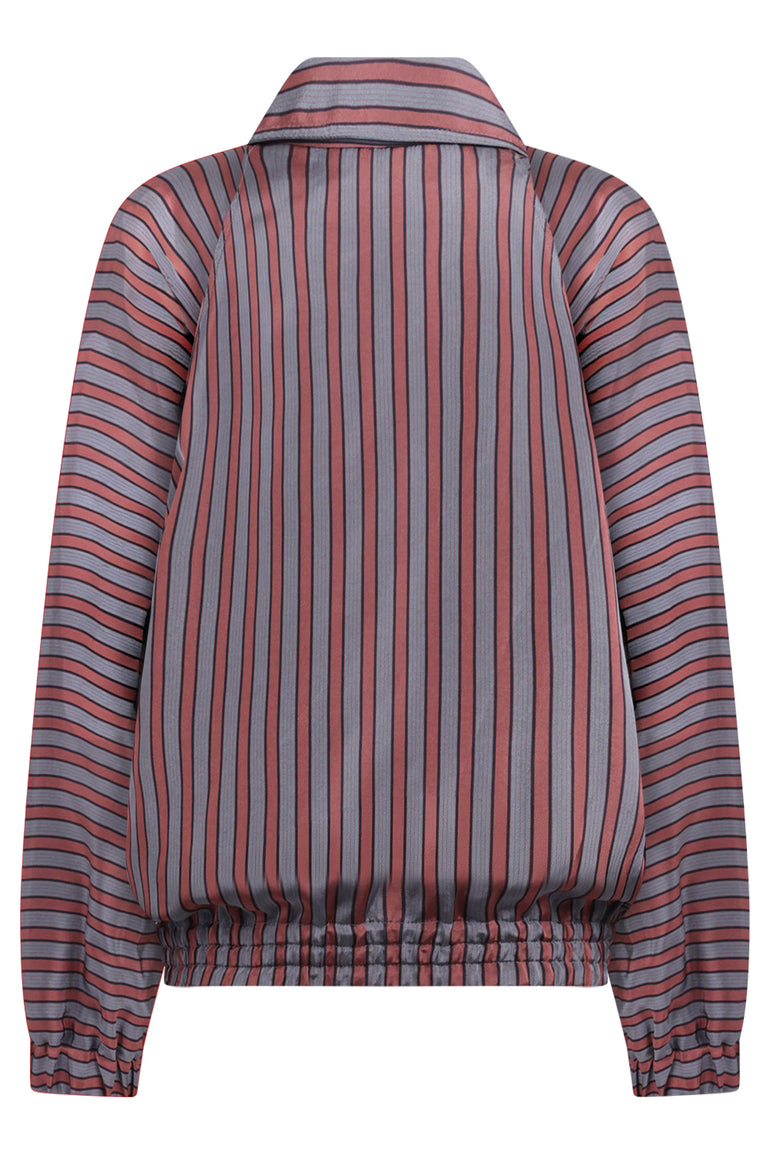 DRIES VAN NOTEN RTW Vinnia Stripe Jacket | Burgundy/Grey