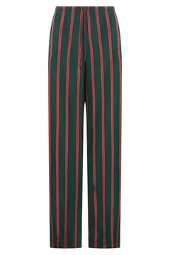 DRIES VAN NOTEN RTW Puvis Long Stripe Pant | Bottle Green/Burgundy