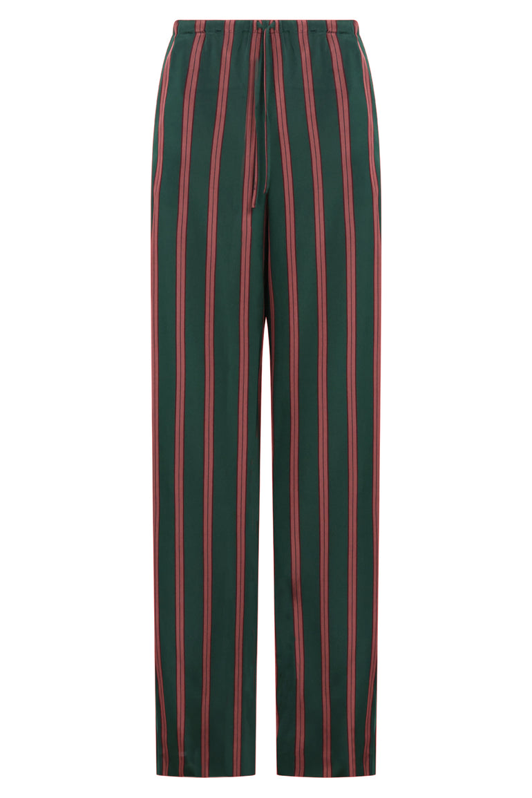 DRIES VAN NOTEN RTW Puvis Long Stripe Pant | Bottle Green/Burgundy