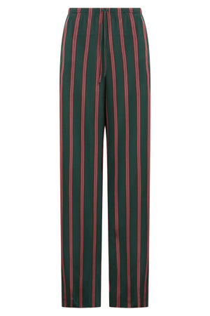 DRIES VAN NOTEN RTW Puvis Long Stripe Pant | Bottle Green/Burgundy