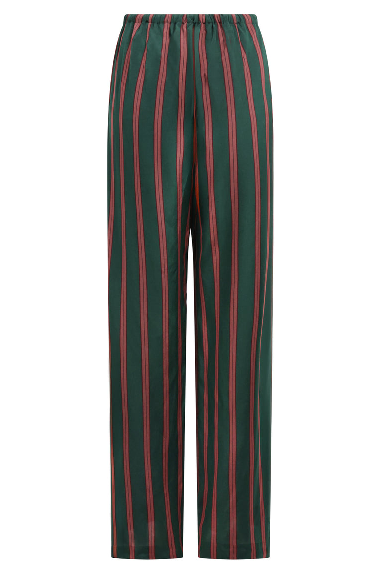 DRIES VAN NOTEN RTW Puvis Long Stripe Pant | Bottle Green/Burgundy