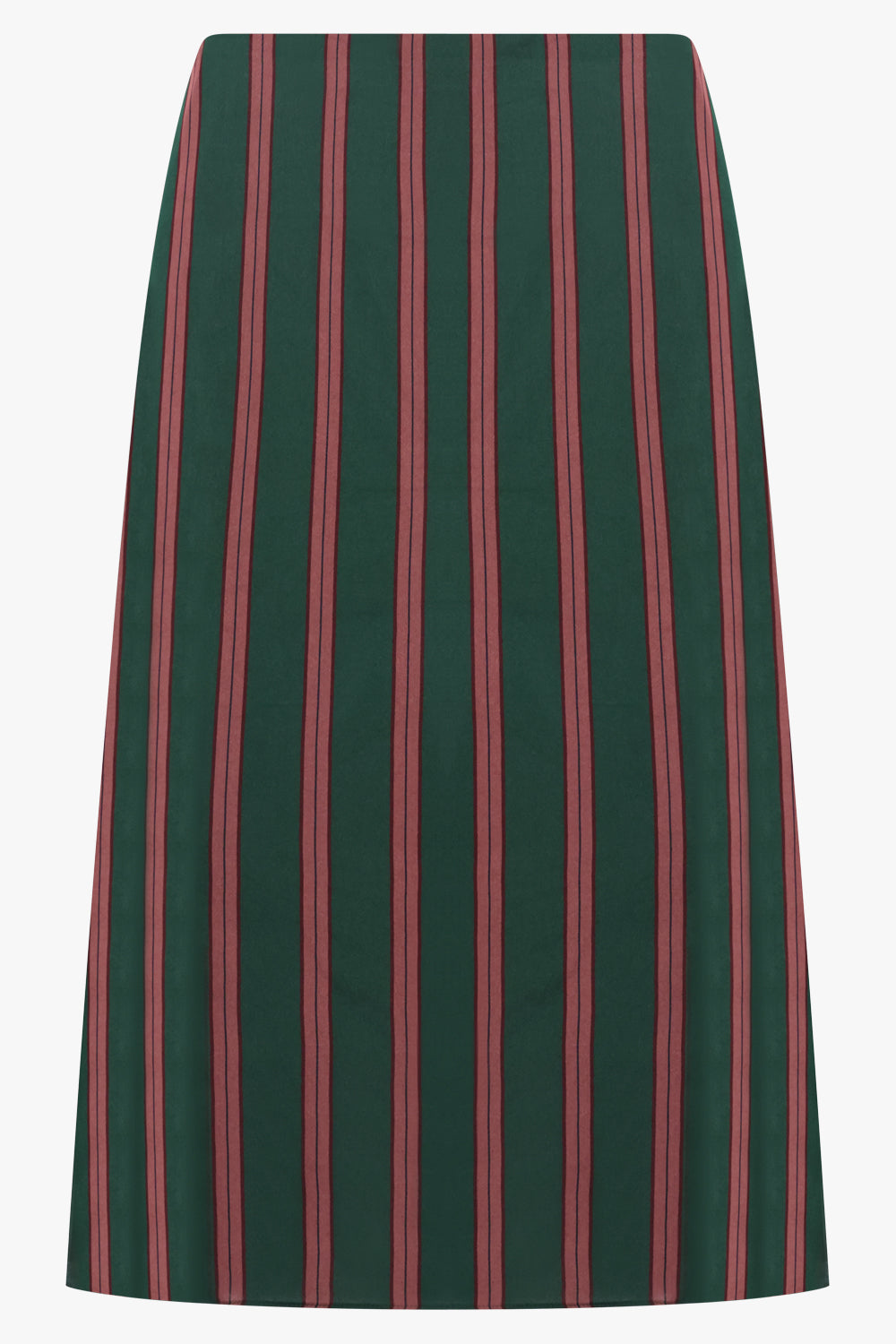 DRIES VAN NOTEN RTW Susya Stripe Midi Skirt | Bottle Green/Burgundy