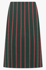 DRIES VAN NOTEN RTW Susya Stripe Midi Skirt | Bottle Green/Burgundy