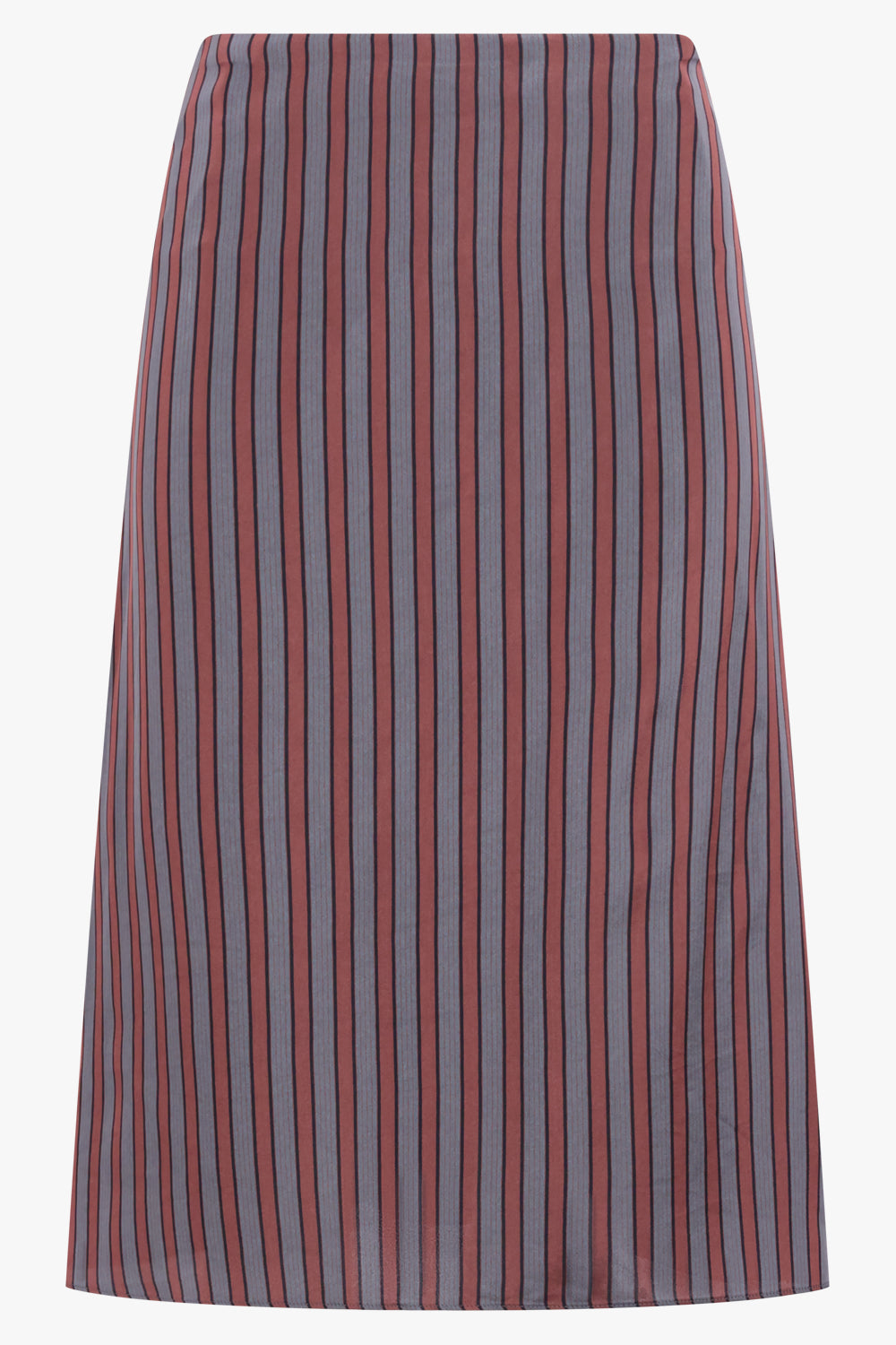 DRIES VAN NOTEN RTW Susya Stripe Midi Skirt | Burgundy/Grey
